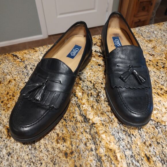 Chaps Men's Black Leather Kiltie Tassel Slip On Loafer Shoes 096-8104 Size 10M - Picture 3 of 12